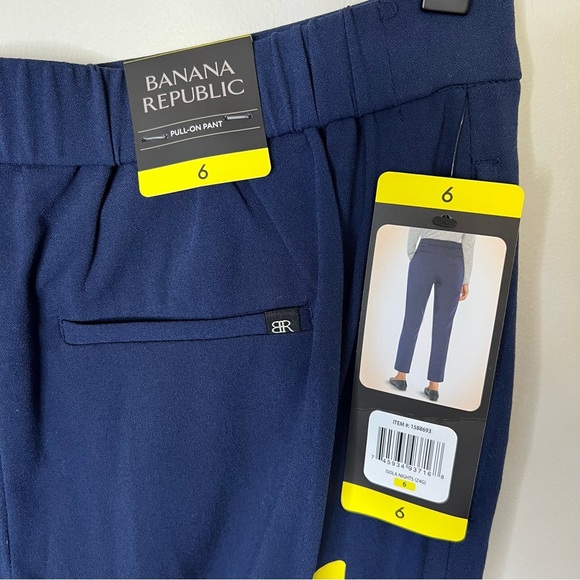 NWT Banana Republic Crop Pull On Flat Front Pants Navy Blue size 6 - Picture 11 of 13